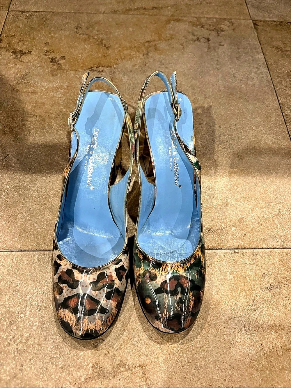 Dolce & Gabanna VINTAGE 1999s Animal Print Slingback Heels EU 38